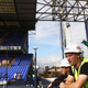 Construction workers on the new stadium site in 2016 while White Hart Lane was still in use.